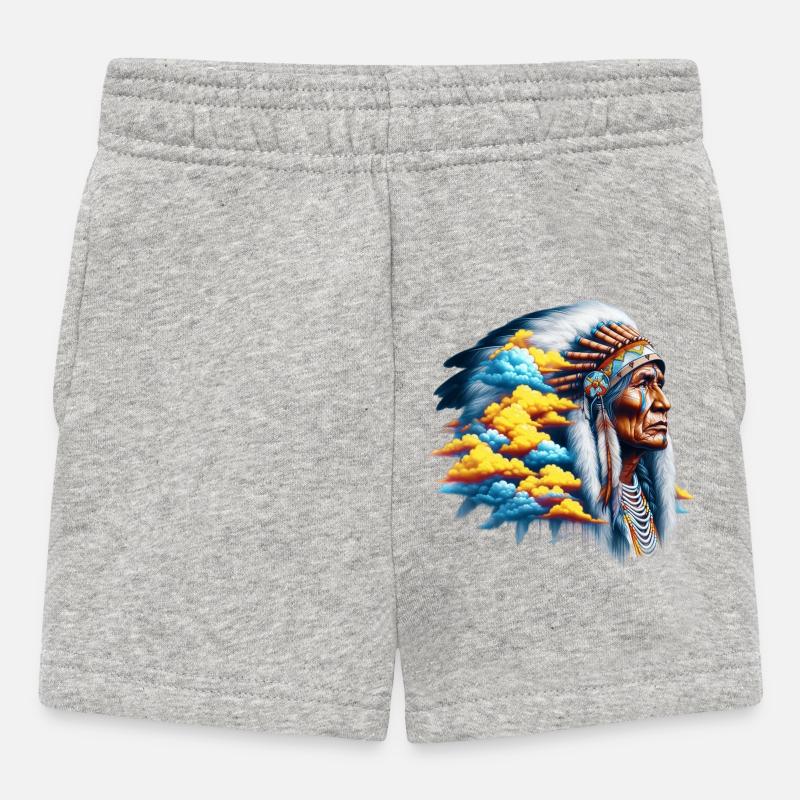 Amérindien Américain - Short Bébé - gris chiné