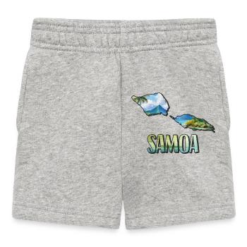 Aquarell Landkarte Samoa - Baby Shorts - Grau meliert - Vorne