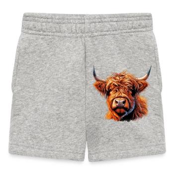 Schottische Hochlandkuh - Baby Shorts - Grau meliert - Vorne