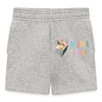 Mama ist die Beste! Blumen, bunt, personalisierbar - Baby Shorts - Grau meliert - Vorne