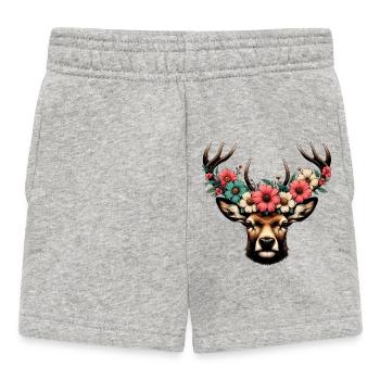 Cerf avec des fleurs - Short Bébé - gris chiné - Devant