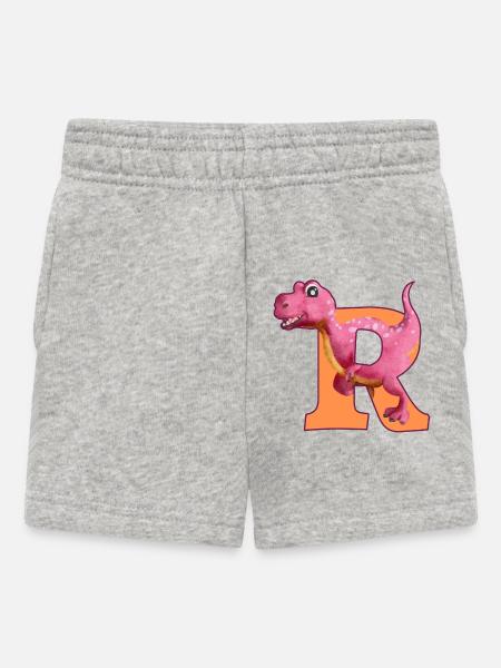 R - DINOSAURIER, Personalisierbar - Baby Shorts - Grau meliert