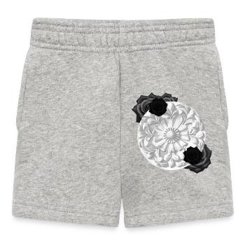 Grabstein Ornament, Rosenblüte, goth - Baby Shorts - Grau meliert - Vorne