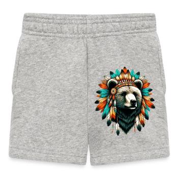 American Indian Bear American Redskin - Baby Shorts - heather grey - Front
