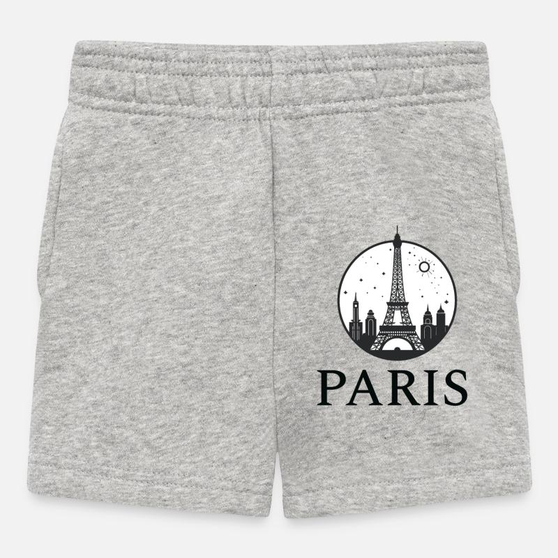 Paris Eiffel Tower silhouette in a circle - Baby Shorts - heather grey