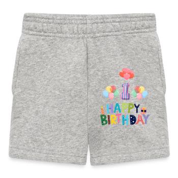 Happy Birthday 1. Geburtstag - Baby Shorts - Grau meliert - Vorne