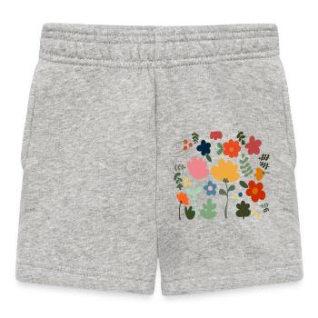 Flower Power Blumen Design - Floral Hippie Style - Baby Shorts - Grau meliert - Vorne