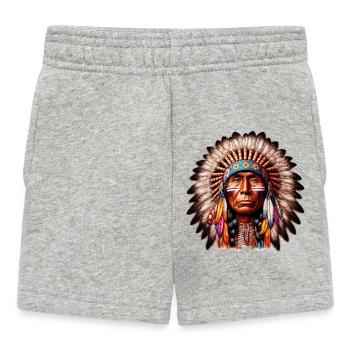 Amerikanisch, Indianer, Amerikaner - Baby Shorts - Grau meliert - Vorne