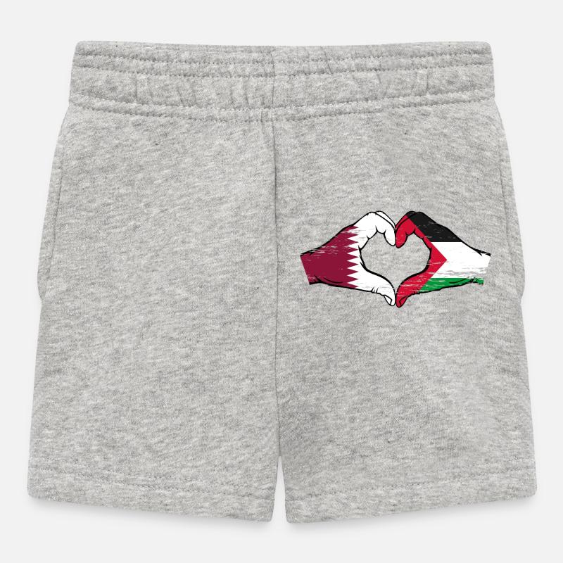 Qatar Palestine drapeau mains forme de coeur utilisé - Short Bébé - gris chiné