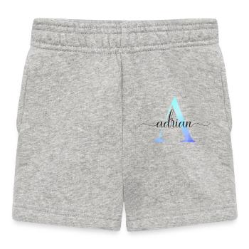 A| Monogram | Name | Adrian | Watercolor - Baby Shorts - heather grey - Front