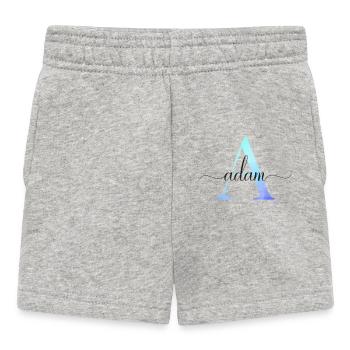 A| Monogram | Name | Adam | Watercolor - Baby Shorts - heather grey - Front
