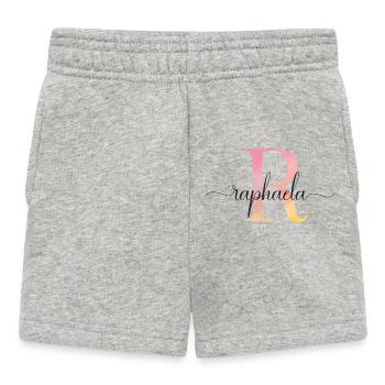 R | Monogram | Name | Raphaela |Watercolor - Baby Shorts - heather grey - Front