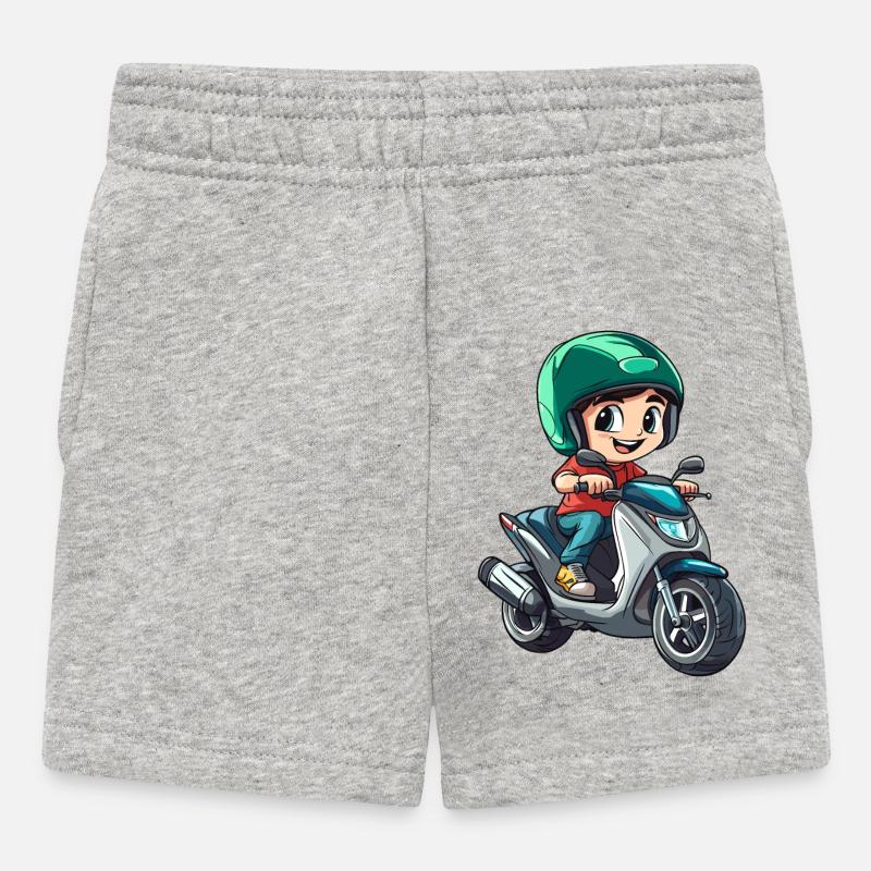 Garçon fait du scooter - Short Bébé - gris chiné
