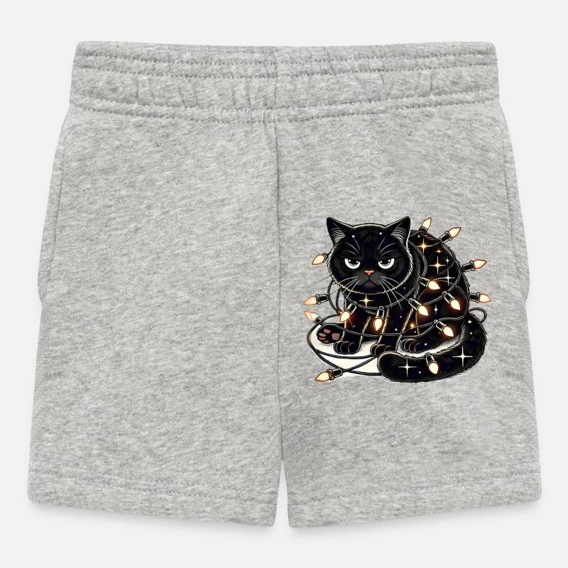Grumpy Christmas Cat. Meow but please without tinsel - Baby Shorts - heather grey