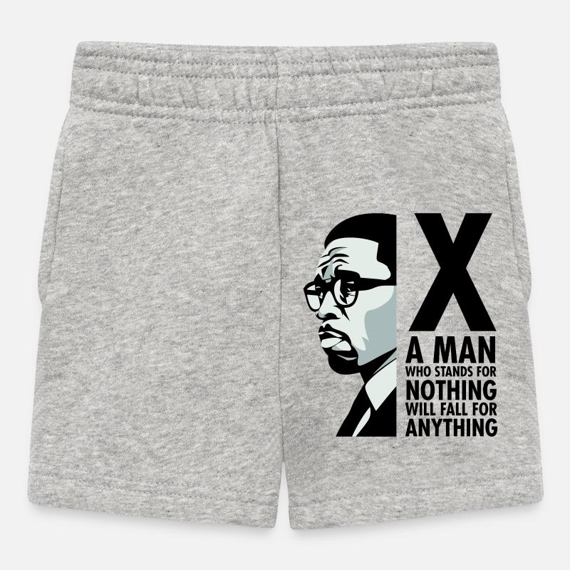 Malcolm X - A man who stands for nothing will fall - Baby Shorts - heather grey