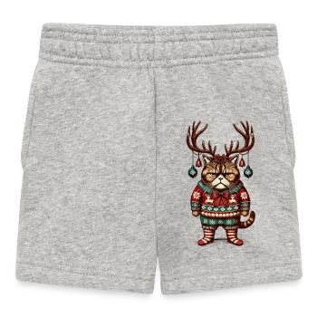 Mürrische Weihnachtskatze Mit Geweih - Baby Shorts - Grau meliert - Vorne