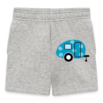 Caravan Schneeflocken Wohnwagen Camping Winter Fan - Baby Shorts - Grau meliert - Vorne