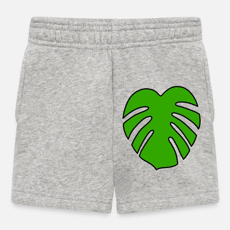 Plante Monstera - Short Bébé - gris chiné