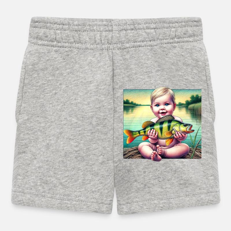 Bébé pêcheur Motif Cadeau Pêcheur - Short Bébé - gris chiné