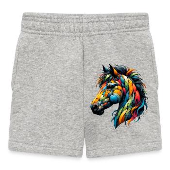 Pferd - Baby Shorts - Grau meliert - Vorne