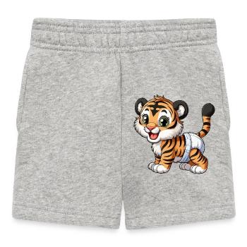 Baby Tiger mit Windel - Baby Shorts - Grau meliert - Vorne