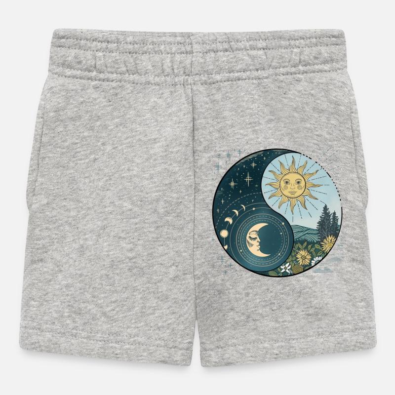 Yin Yang Soleil et Lune Harmonie Céleste - Short Bébé - gris chiné