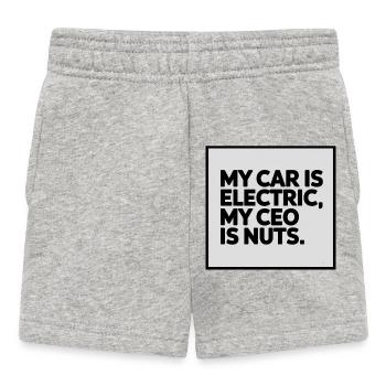 My car is electric, my ceo is muts Electric Car Fan - Baby Shorts - heather grey - Front