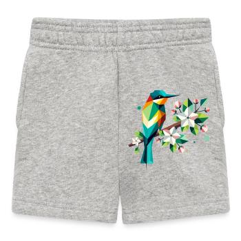 Bee-eaters on apple blossoms – Colourful motif - Baby Shorts - heather grey - Front