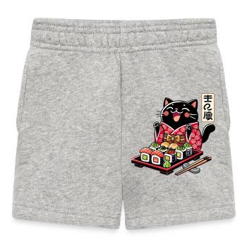 Sushi Schwarze Katze Kimono Maki Nigiri Geschenk - Baby Shorts - Grau meliert - Vorne
