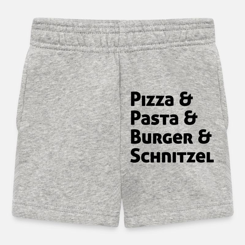 Pizza Pasta Burger und Schnitzel - Baby Shorts - Grau meliert