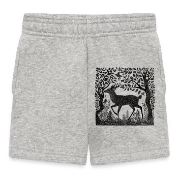 Deer Forest Nature Deer Woodcut Wilderness Gift - Baby Shorts - heather grey - Front