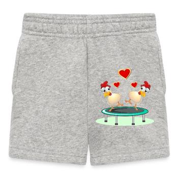 Hühner Paare TRAMPOLIN SPRINGEN - Baby Shorts - Grau meliert - Vorne