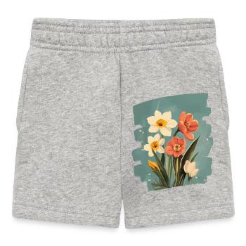 Printemps Printemps Début Fleur Fleurs - Short Bébé - gris chiné - Devant