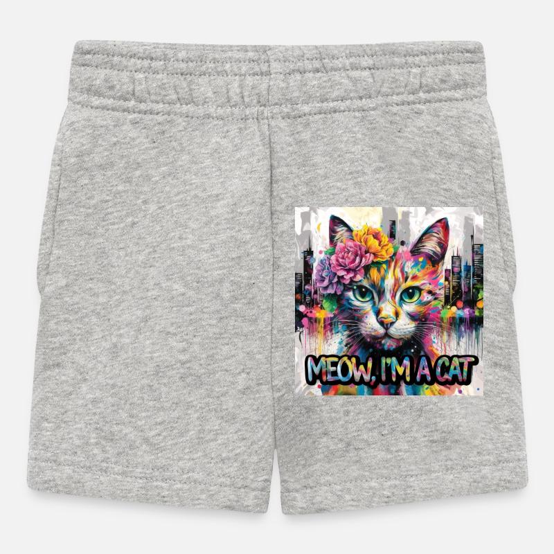 Chat astucieux Version 2 - Short Bébé - gris chiné