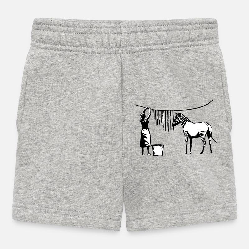 Rayures zèbres amusantes - Short Bébé - gris chiné