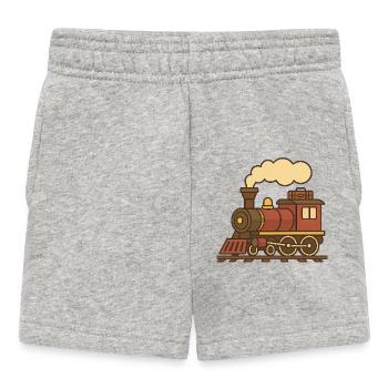 Retro-Lokomotive (links) - Baby Shorts - Grau meliert - Vorne