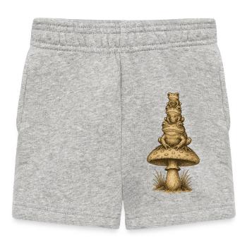 Frosch-Totem auf Pilzstapel - Baby Shorts - Grau meliert - Vorne