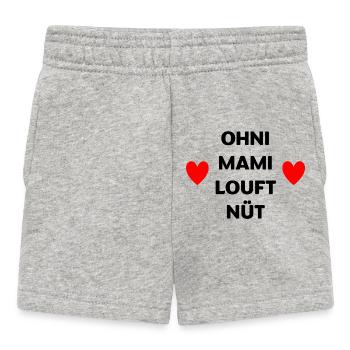 Ohni Mami louft nüt – Herz Design Mundart - Baby Shorts - heather grey - Front