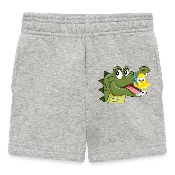 Krokodil und Vogel beim Zähneputzen –Lustige Tiere - Baby Shorts - Grau meliert - Vorne