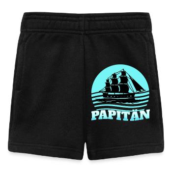 Papa Papitän Capitaine avec motif de navire - Short Bébé - noir - Devant