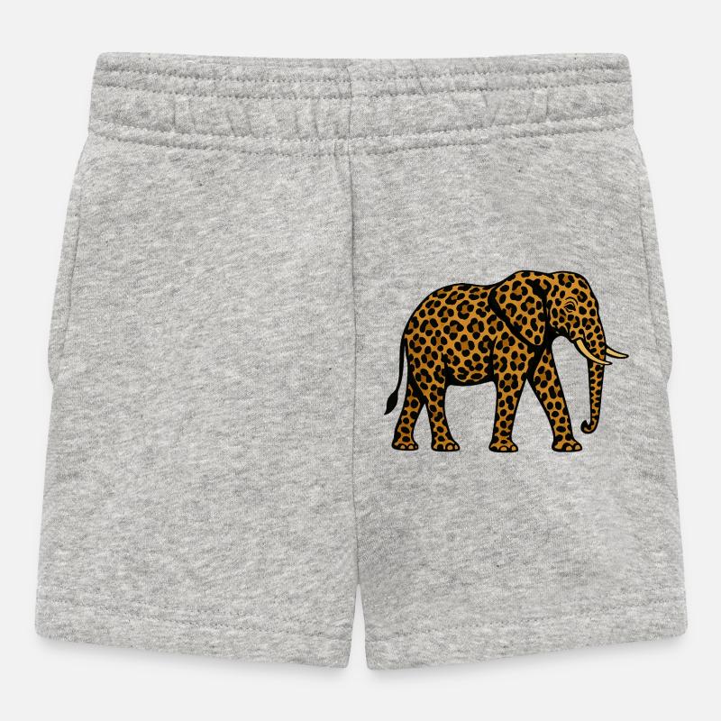 Leopard Elephant Pattern - Baby Shorts - heather grey