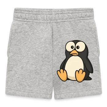Lustiger verwirrter Pinguin mit Kulleraugen  - Baby Shorts - Grau meliert - Vorne