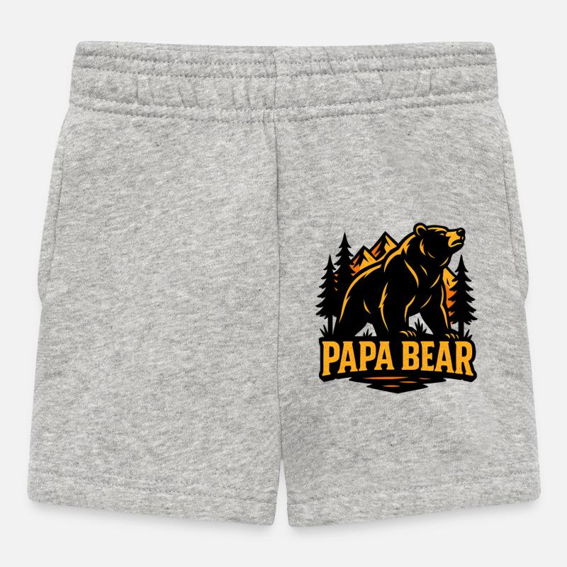 Papa Bear Mighty Forest Bear - Baby Shorts - heather grey
