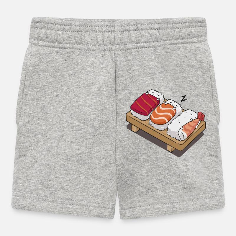 sushi sleeping - Baby Shorts - heather grey