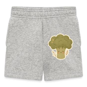 Süßes Brokkoli Design – Gemüse mit Gesicht - Baby Shorts - Grau meliert - Vorne