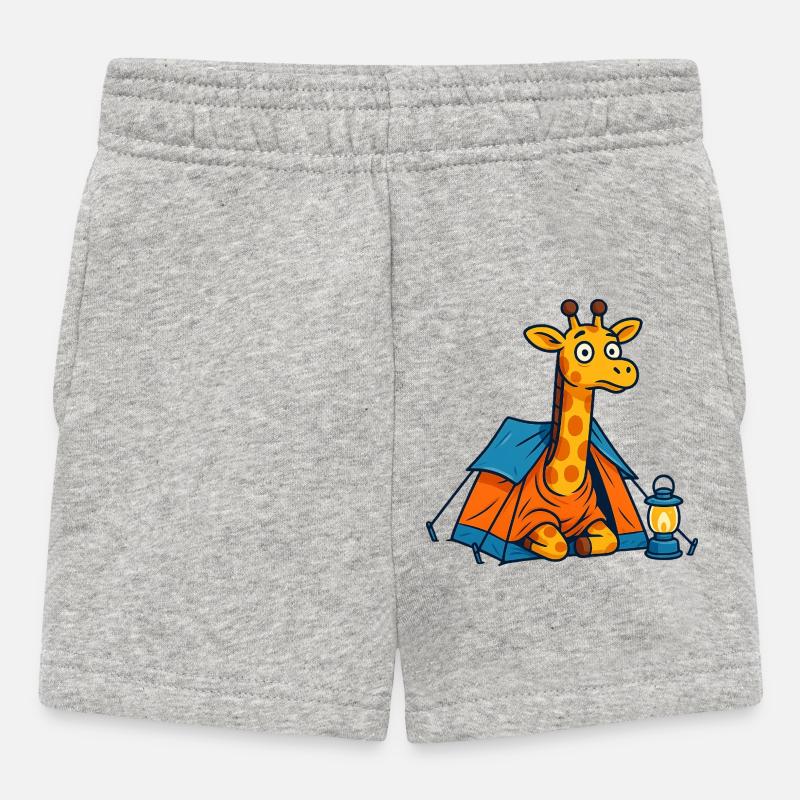 dessin animé girafe camping design - Short Bébé - gris chiné