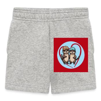 Deux loutres avec des casquettes de baseball, des copains et des amis - Short Bébé - gris chiné - Devant