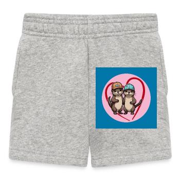 Deux loutres avec des casquettes de baseball, des copains et des amis - Short Bébé - gris chiné - Devant