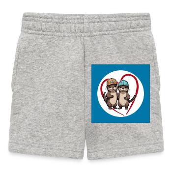 Deux loutres avec des casquettes de baseball, des copains et des amis - Short Bébé - gris chiné - Devant
