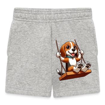 Fröhlicher Beagle auf Schaukel Spielplatz Hund - Baby Shorts - Grau meliert - Vorne
